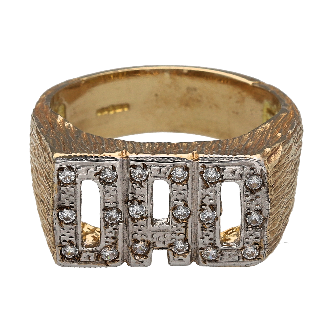 New 9ct Gold & Cubic Zirconia Set Dad Ring