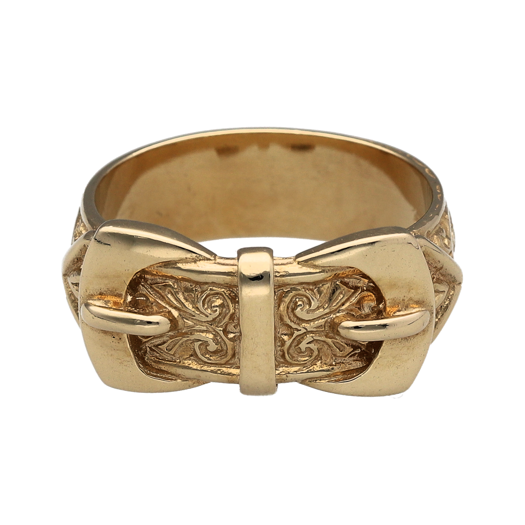 New 9ct Gold Double Buckle Ring
