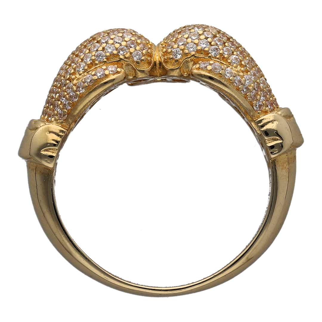New 9ct Gold & Cubic Zirconia Double Boxing Glove Ring