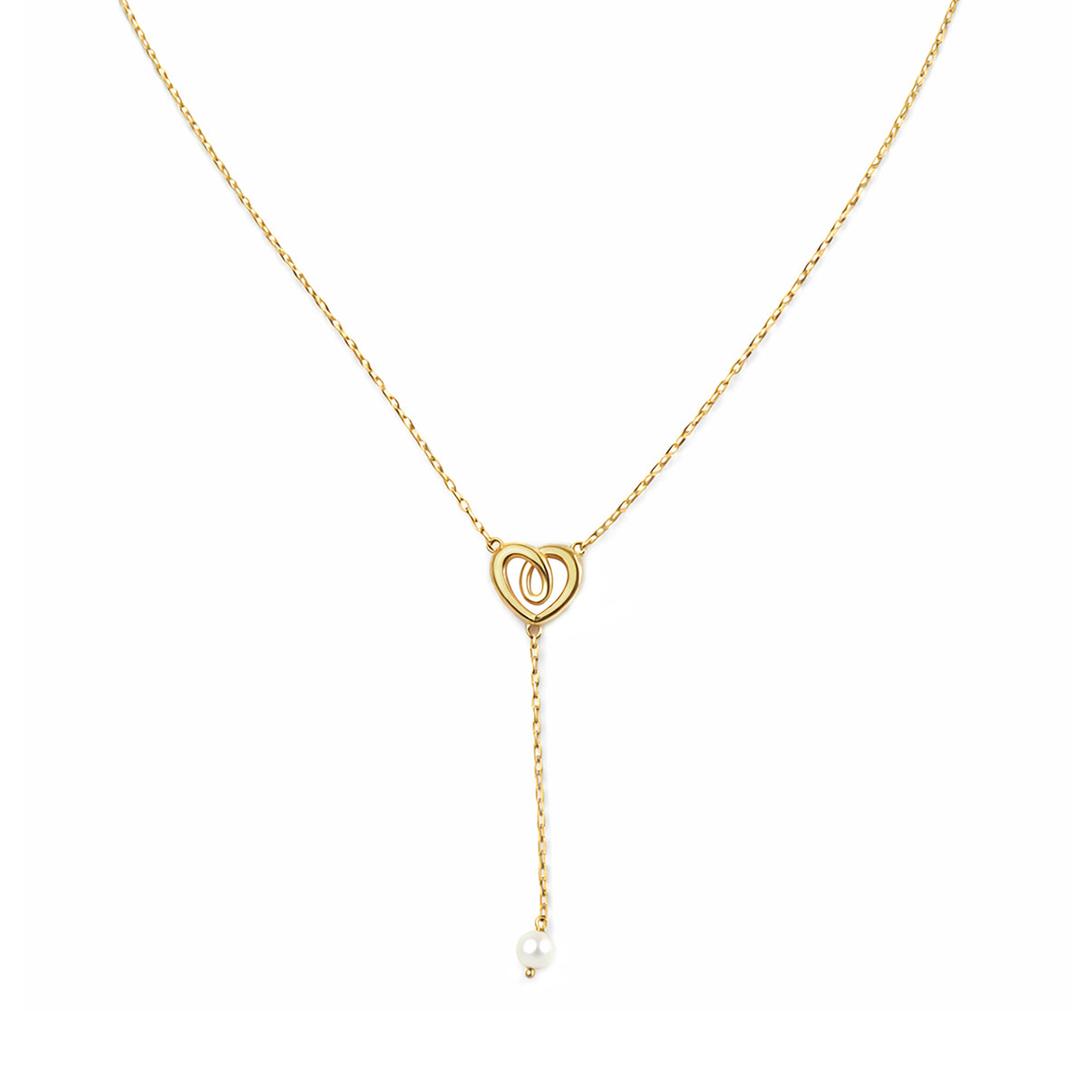 9ct Gold & Pearl Heart 16" - 18" Necklace