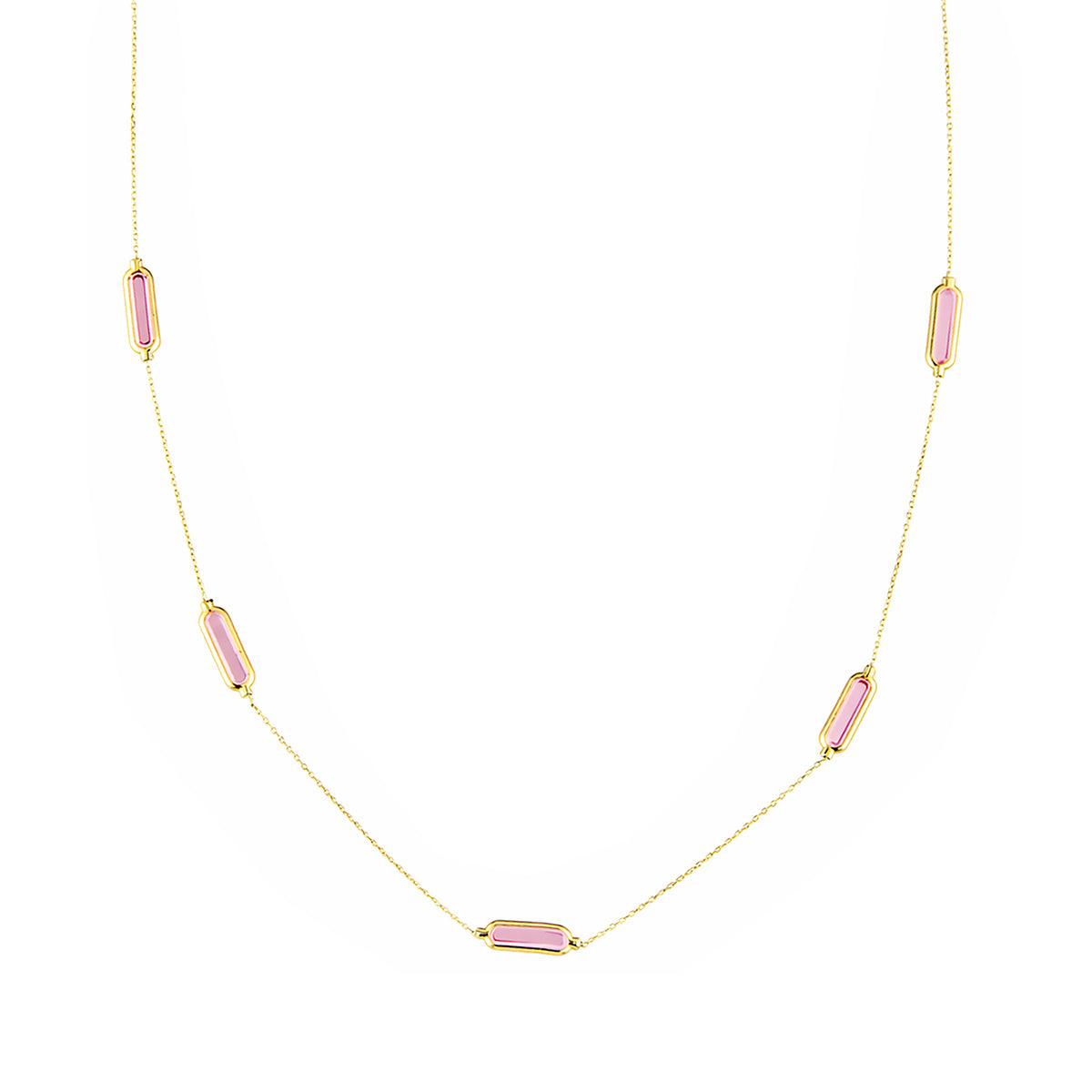 9ct Gold & Pink Gemstone 16" - 18" Necklace