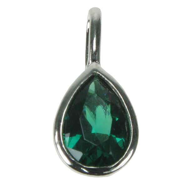 925 Silver & Emerald Pear Shaped 18" Necklace