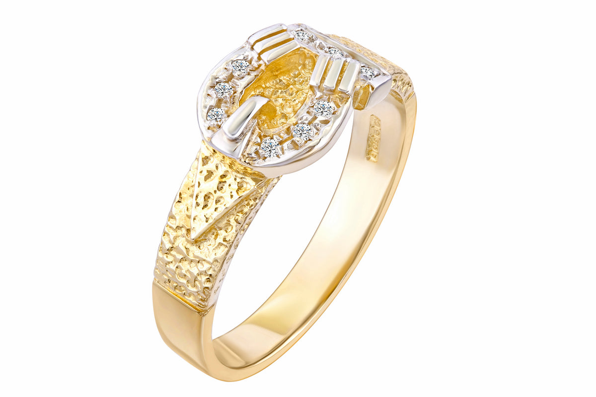9ct Gold & Cubic Zirconia Buckle Ring