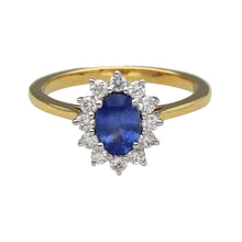Load image into Gallery viewer, New 18ct Gold Diamond &amp; Sapphire Cluster Ring
