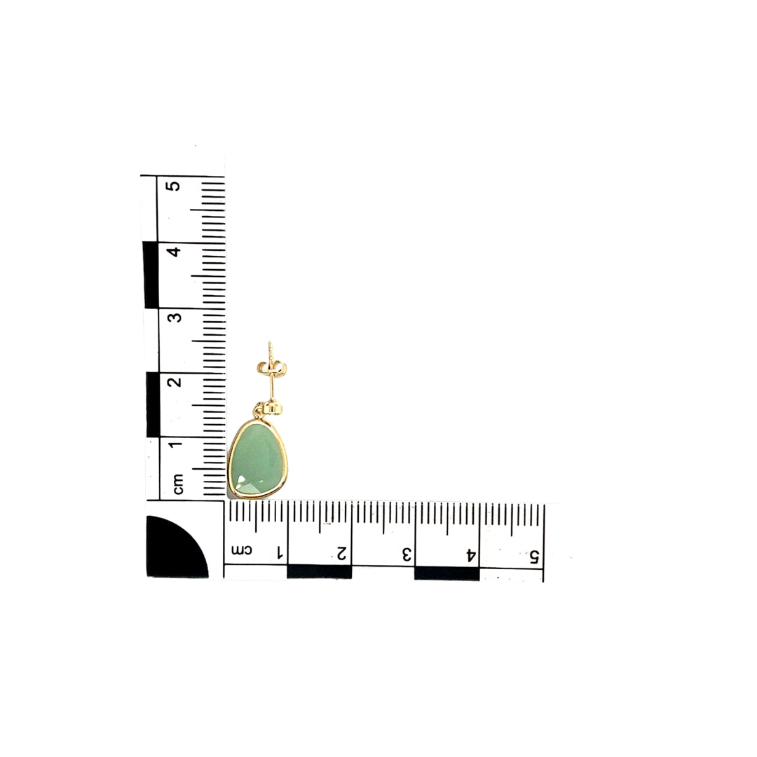 New 9ct Gold Cubic Zirconia & Green Stone Set Drop Earrings
