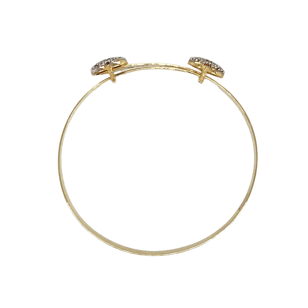 New 9ct Gold & Cubic Zirconia Set Heart Expander Baby Bangle