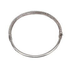 Load image into Gallery viewer, 9ct White Gold &amp; Cubic Zirconia Set Wave Hinged Bangle
