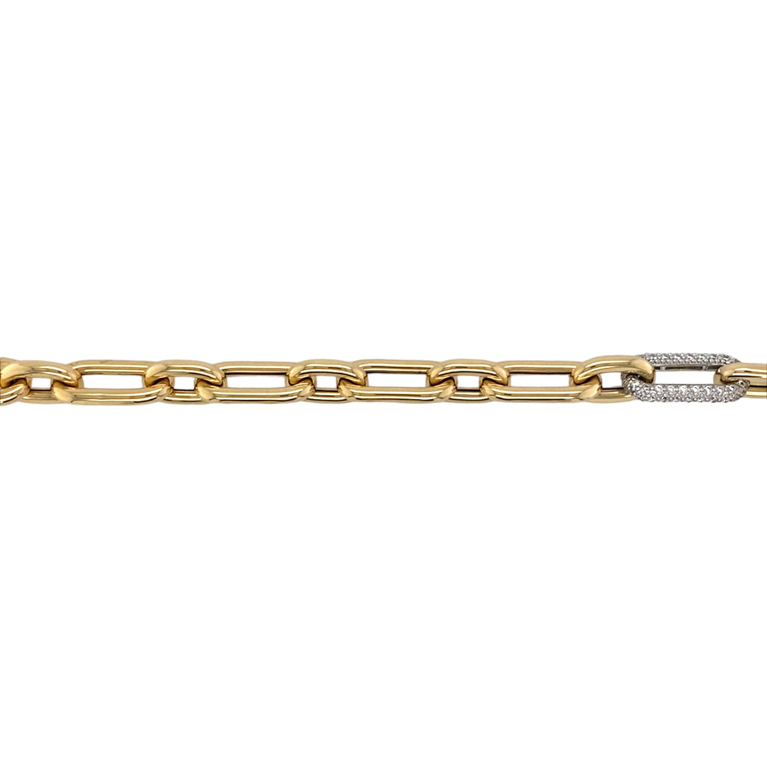 9ct Gold & Cubic Zirconia Set 8.75" Fancy Belcher Bracelet