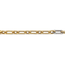 Load image into Gallery viewer, 9ct Gold &amp; Cubic Zirconia Set 8.75&quot; Fancy Belcher Bracelet
