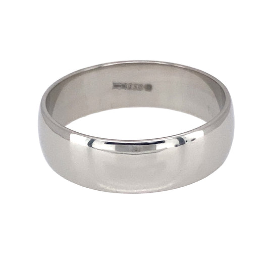 Preowned Palladium 6mm Wedding Band Ring in size R with the weight 4.30 grams