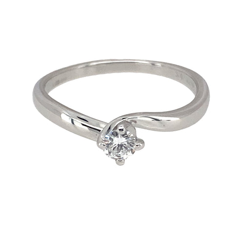 18ct White Gold & Diamond Off Set Solitaire Ring