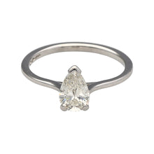 Load image into Gallery viewer, Platinum &amp; Pear Cut Diamond Set Solitaire Ring

