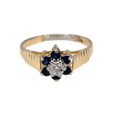 Load image into Gallery viewer, 9ct Gold Diamond &amp; Sapphire Set Flower Cluster Ring
