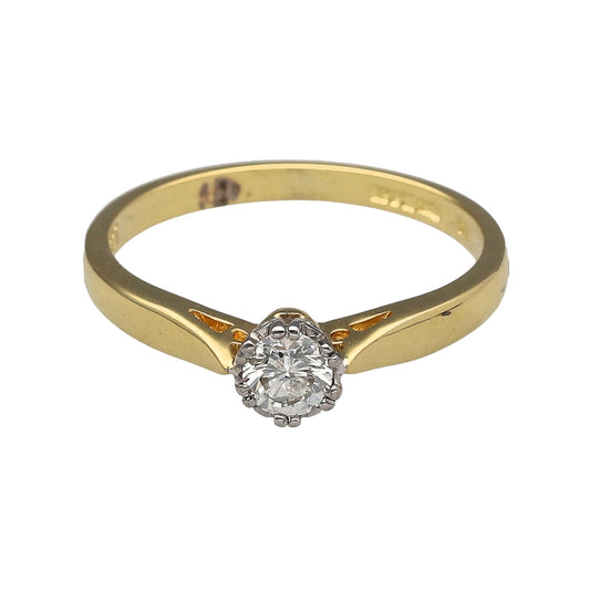 18ct Gold & Diamond Set Solitaire Ring
