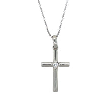 Load image into Gallery viewer, 9ct White Gold &amp; Diamond Set Cross Necklace
