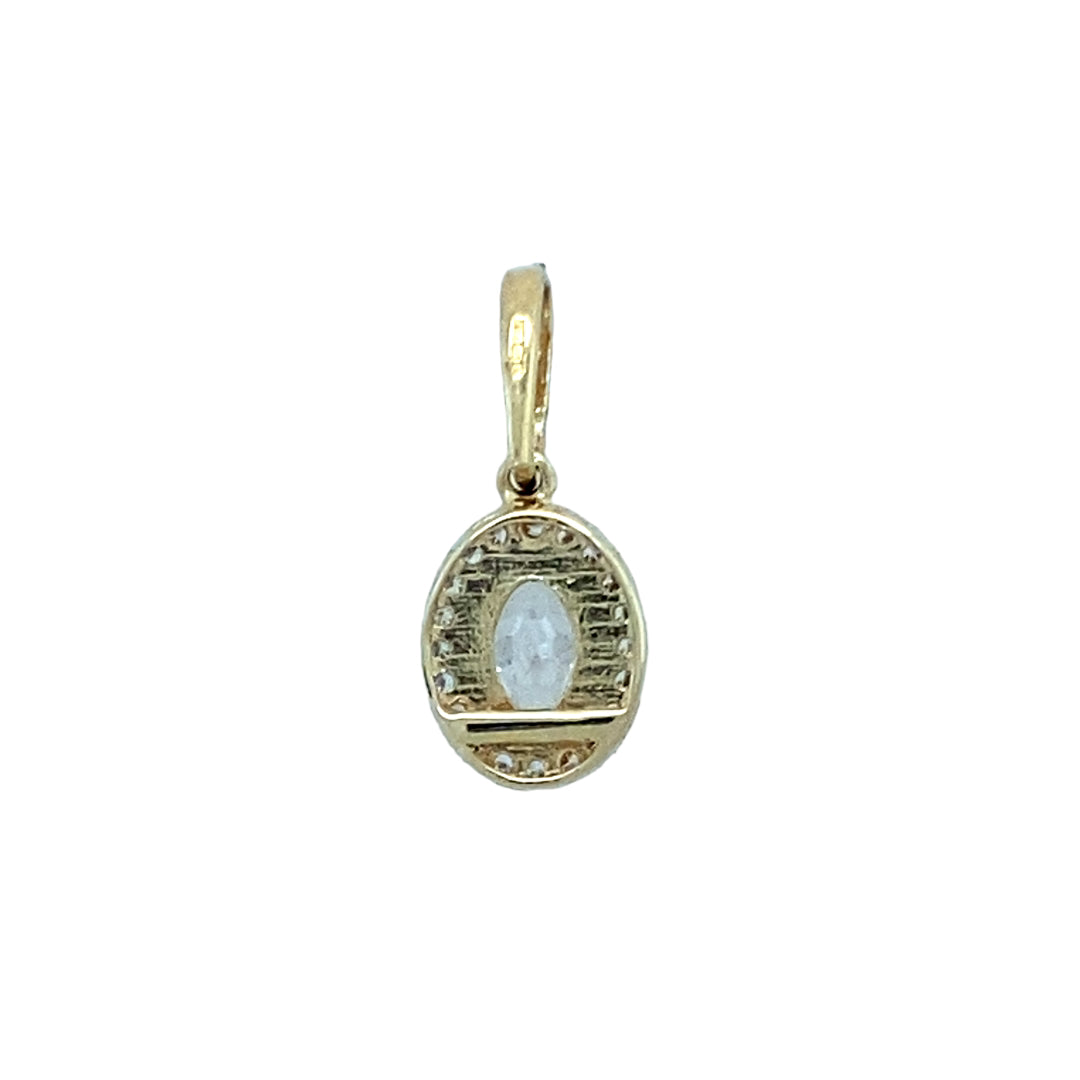 New 9ct Yellow Gold & Cubic Zirconia Oval Halo Pendant with the weight 1.10 grams