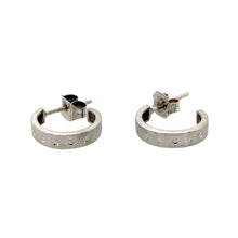 Load image into Gallery viewer, Preowned 9ct White Gold Dot Patterned Half Hoop Stud Earrings with the weight 1.40 grams
