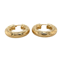 Load image into Gallery viewer, Preowned 9ct Yellow Gold Patterned Tube Creole Earrings with the weight 4.60 grams
