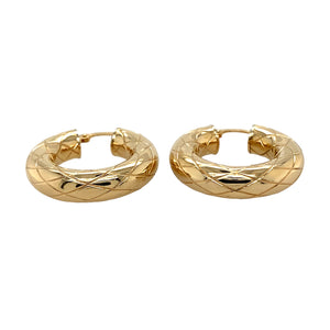 Preowned 9ct Yellow Gold Patterned Tube Creole Earrings with the weight 4.60 grams