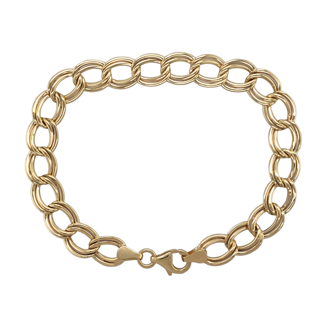 9ct Gold 7.25" Hollow Open Curb Bracelet