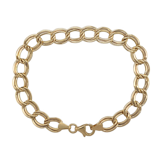 9ct Gold 7.25" Hollow Open Curb Bracelet
