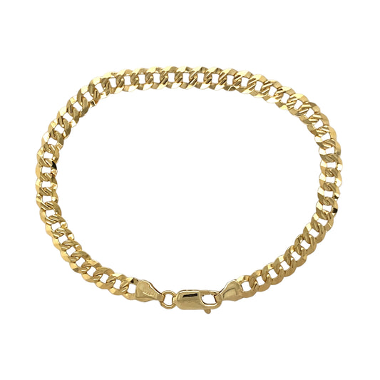 9ct Gold 7.5" Diamond Cut Curb Bracelet