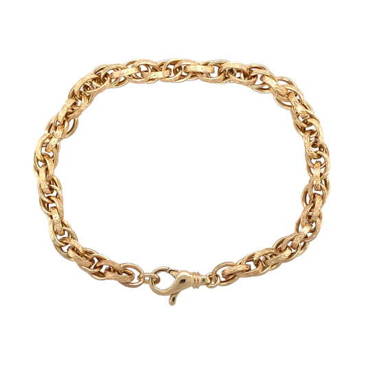 9ct Gold 7.75" Patterned Prince of Wales Bracelet