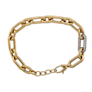 9ct Gold & Cubic Zirconia Set 8.75" Fancy Belcher Bracelet