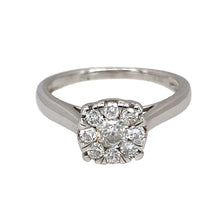 Load image into Gallery viewer, 9ct White Gold &amp; Diamond Illusion Set Solitaire Cluster Ring
