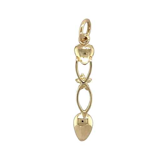 Preowned 9ct Yellow Gold Heart Flower Lovespoon Pendant with the weight 0.90 grams