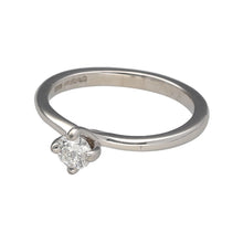 Load image into Gallery viewer, Preowned Platinum &amp; Diamond Set Solitaire Ring in size J with the weight 3.50 grams. The brilliant cut diamond is approximately 40pt with approximate clarity VS2 - Si1 and colour K - M
