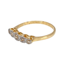 Load image into Gallery viewer, Preowned 18ct Yellow Gold &amp; Platinum Diamond Set Band Ring in size L with the weight 1.60 grams. The front of the band is 4mm wide
