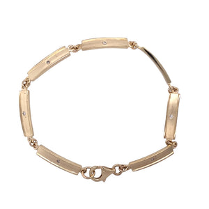 9ct Gold & Diamond Set 7.25" Bar Bracelet
