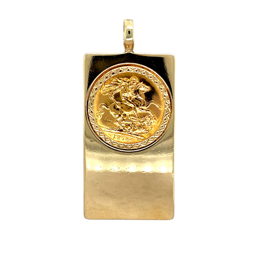 9ct Gold Tag Mount Pendant with 22ct Gold Full Sovereign