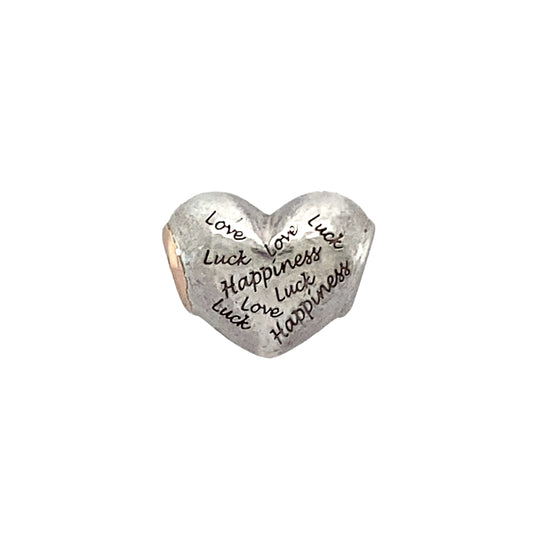 Preowned 925 Silver Clogau with 9ct Rose Gold Clogau Love Luck and Happiness Heart Charm with the weight 4.70 grams