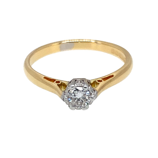 18ct Gold & Diamond Set Solitaire Ring