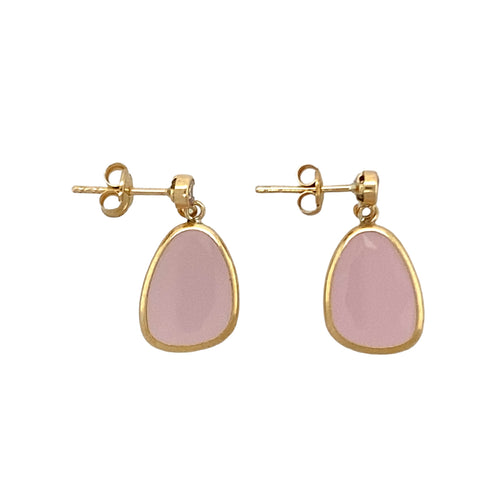 New 9ct Gold Cubic Zirconia & Pink Stone Set Drop Earrings