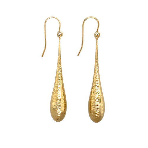 New 9ct Gold Patterned Tear Drop Earrings