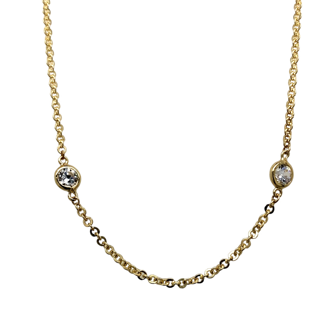 New 9ct Gold & Circle Cubic Zirconia Set 18" Necklace