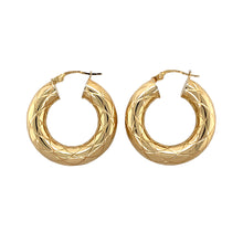 Load image into Gallery viewer, 9ct Gold Patterned Tube Creole Earrings
