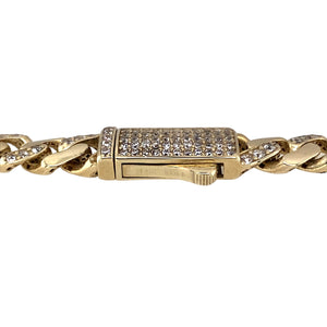 New 9ct Yellow Gold & Cubic Zirconia Set 8.5" Curb Bracelet with the weight 11.04 and link width 7mm