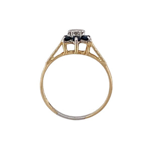 9ct Gold Diamond & Sapphire Set Flower Cluster Ring