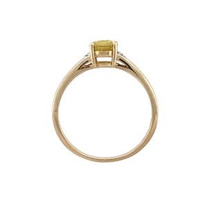 9ct Gold Diamond & Yellow Cubic Zirconia Set Ring