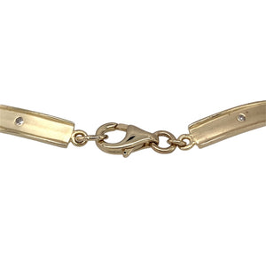 Preowned 9ct Yellow Gold & Diamond Set 7.25" Bar Bracelet with the weight 9.10 grams and link width 5mm