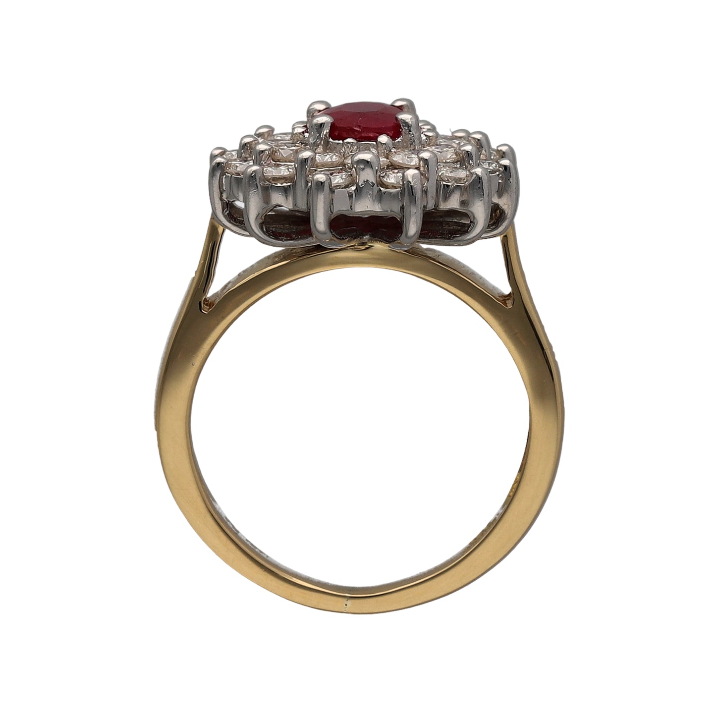 18ct Gold Diamond & Ruby Set Cluster Ring