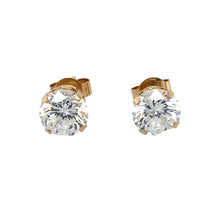 Load image into Gallery viewer, Preowned 14ct Yellow Gold &amp; Cubic Zirconia Set Stud Earrings with the weight 1.50 grams. The stones are each 6mm diameter
