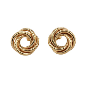 Preowned 9ct Yellow Gold Triple Circle Entwined Stud Earrings with the weight 2.70 grams