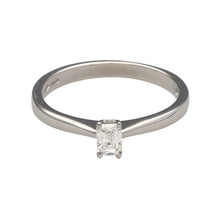 Load image into Gallery viewer, Platinum &amp; Diamond Emerald Cut Solitaire Ring
