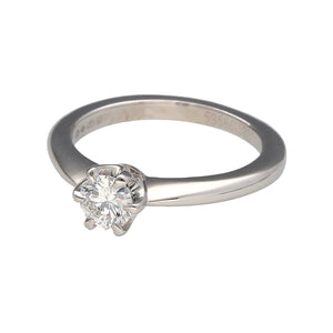 Preowned Platinum & Diamond Set Solitaire Ring in size K with the weight 5.10 grams. The diamond is approximately 46pt - 50pt at approximate clarity VS2 - Si1 and colour J - K