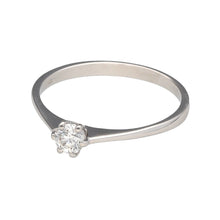 Load image into Gallery viewer, Preowned Platinum &amp; Diamond Set Solitaire Ring in size M with the weight 2 grams. The diamond is approximately 15pt with approximate clarity Si2 and colour K - M
